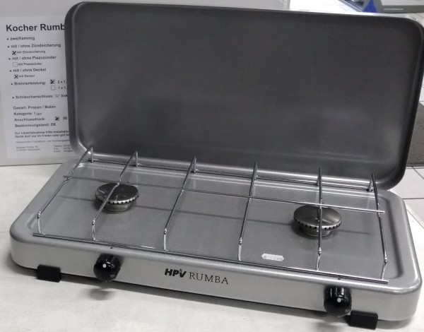 HPV Gaskocher Kocher Rumba 2-flammig mit ZS