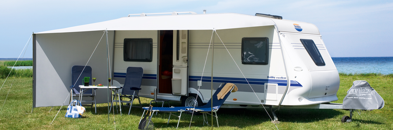 DWT Sonnendach Wohnwagen Flora 450x240 cm grau Vorzelt Camping Zelt 