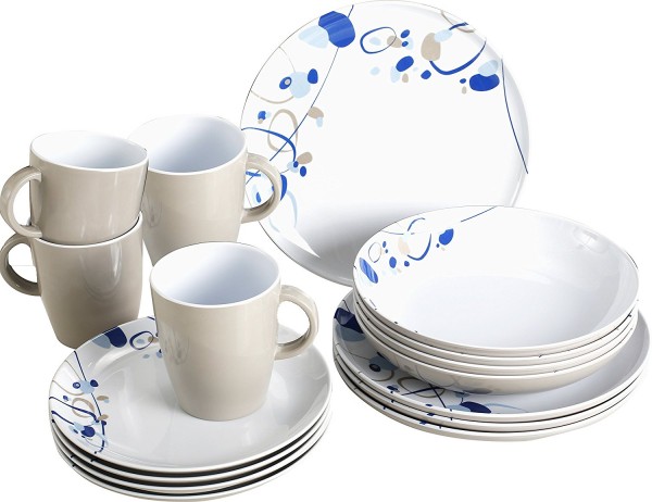 Brunner Melamin Geschirrset BROOKSTONE, 16-teilig für 4 Personen